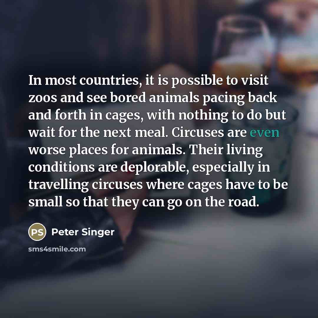 “In most countries, it is possible to visit zoos and…” quote by Peter Singer