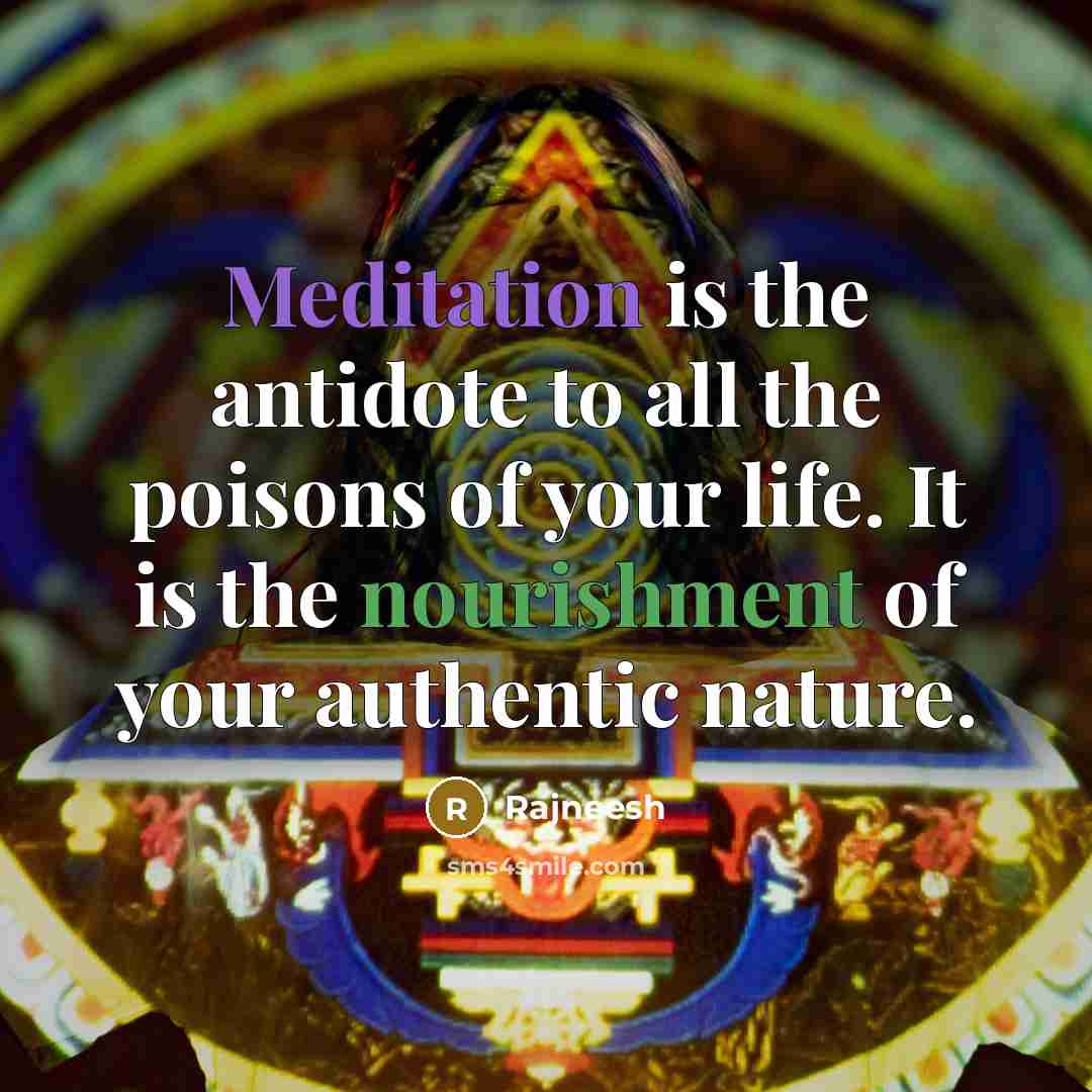 “Meditation is the antidote to all the poisons of your…” quote by Rajneesh