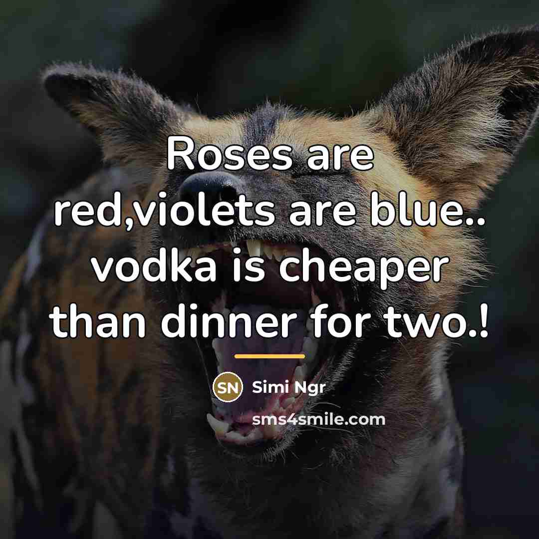 “Roses are red,violets are blue.. vodka is cheaper than dinner…” quote by Simi Ngr