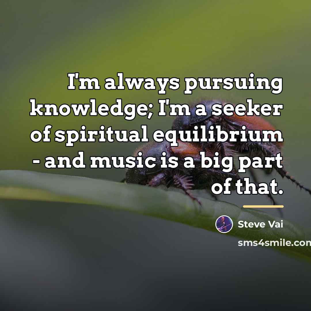“I'm always pursuing knowledge; I'm a seeker of spiritual equilibrium…” quote by Steve Vai