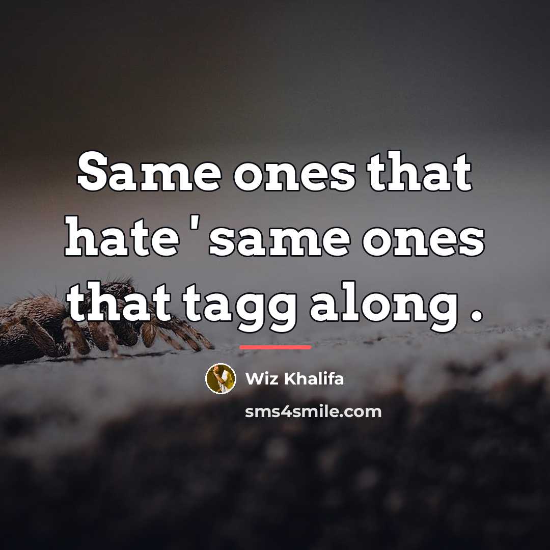 “Same ones that hate ' same ones that tagg along…” quote by Wiz Khalifa