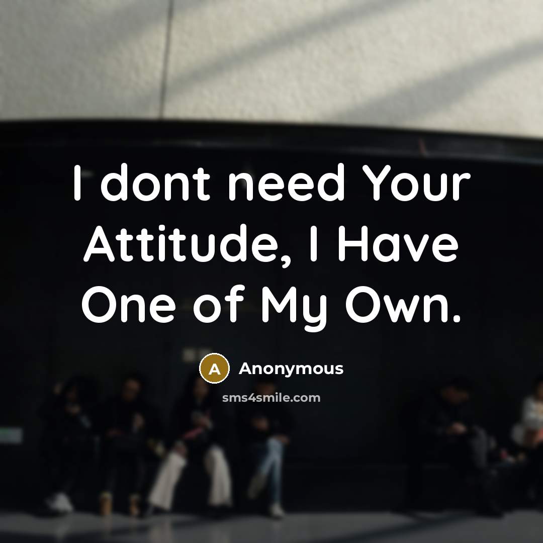 “I dont need Your Attitude, I Have One of My Own.” quote by Anonymous