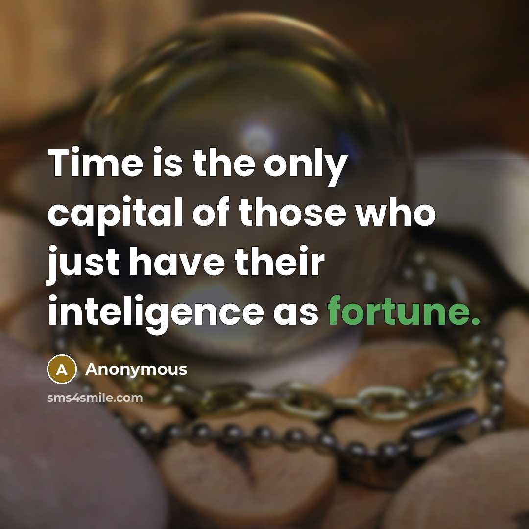 “Time is the only capital of those who just have their inteligence as fortune.” quote by Anonymous