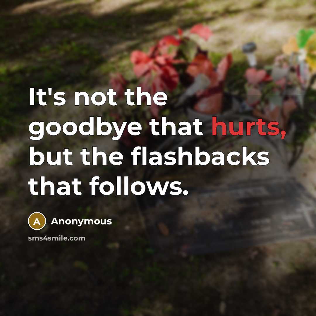 “It's not the goodbye that hurts, but the flashbacks that follows.” quote by Anonymous