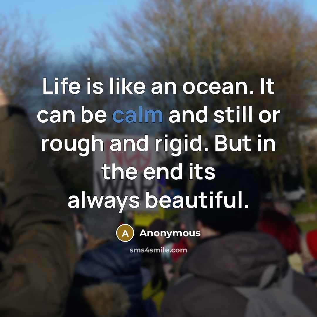 “Life is like an ocean. It can be calm and…” quote by Anonymous