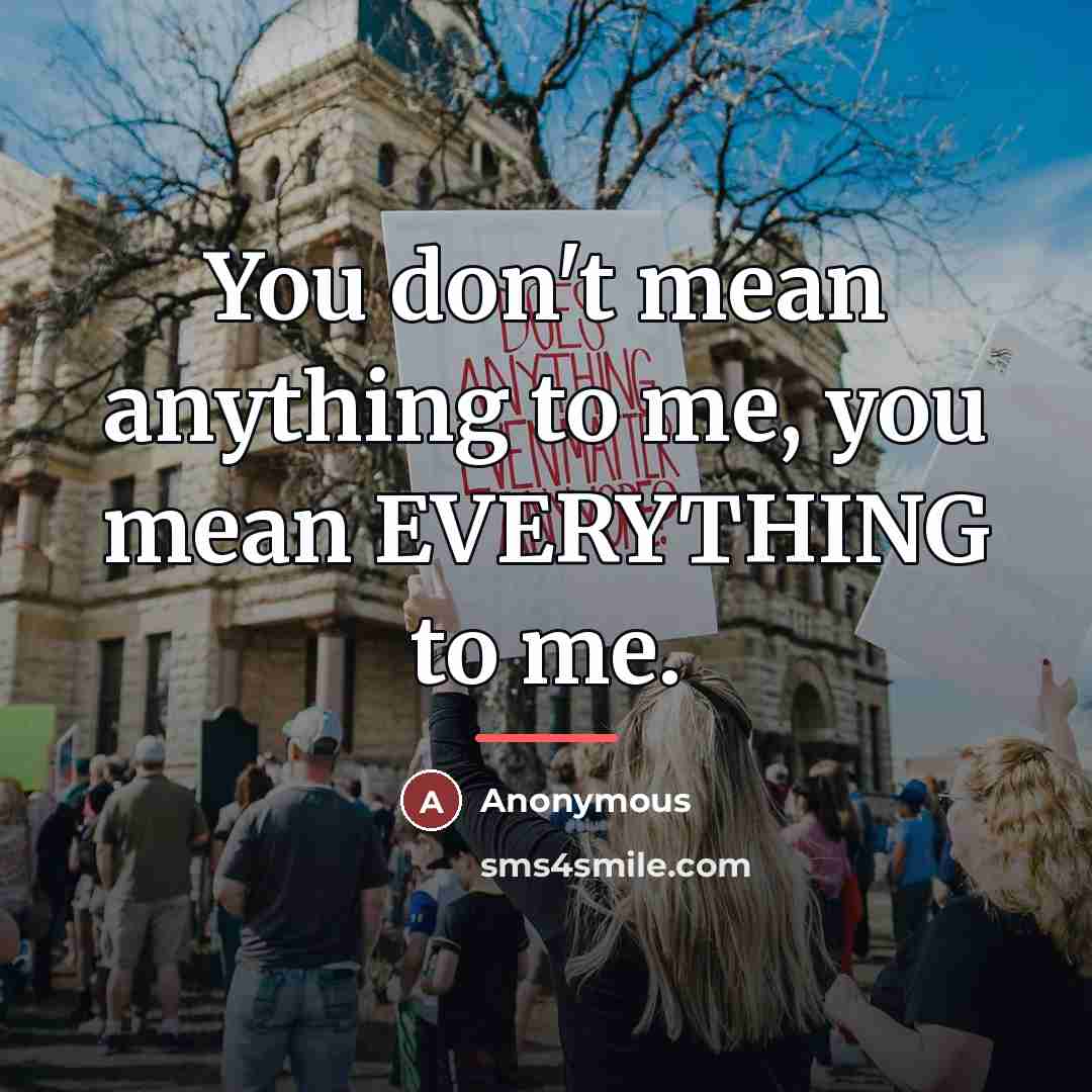 “You don't mean anything to me, you mean EVERYTHING to…” quote by Anonymous