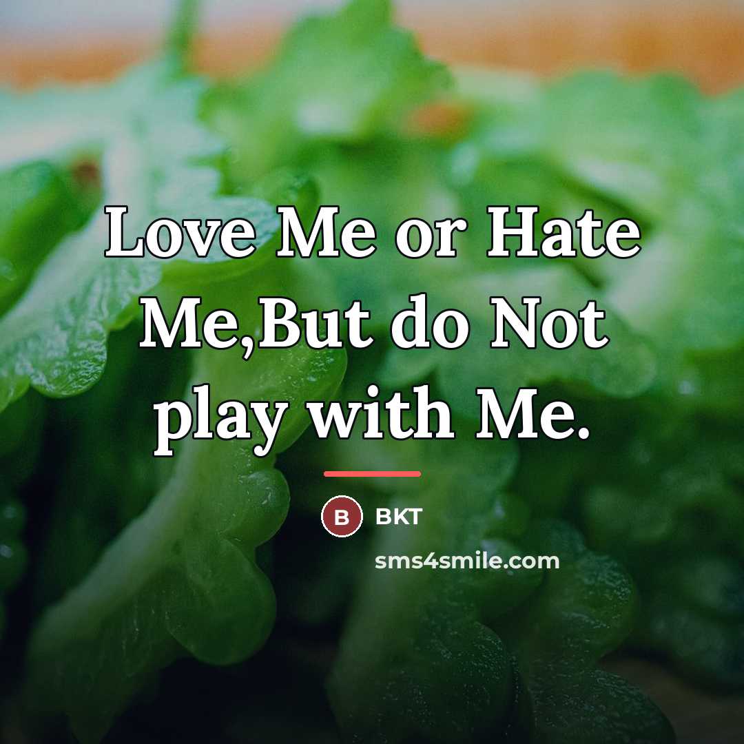 “Love Me or Hate Me,But do Not play with Me.…” quote by Anonymous