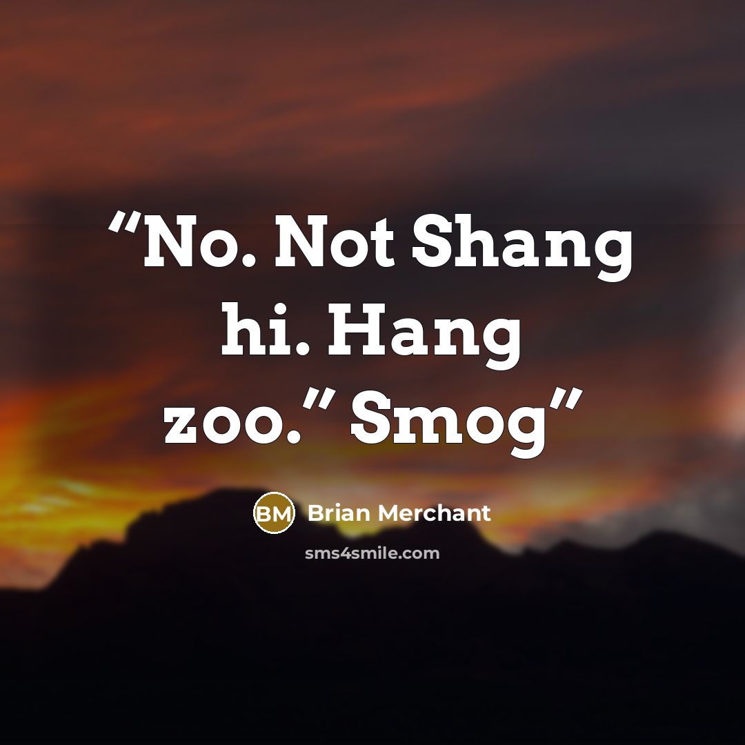 “No. Not Shang hi. Hang zoo.” Smog” quote by Brian Merchant