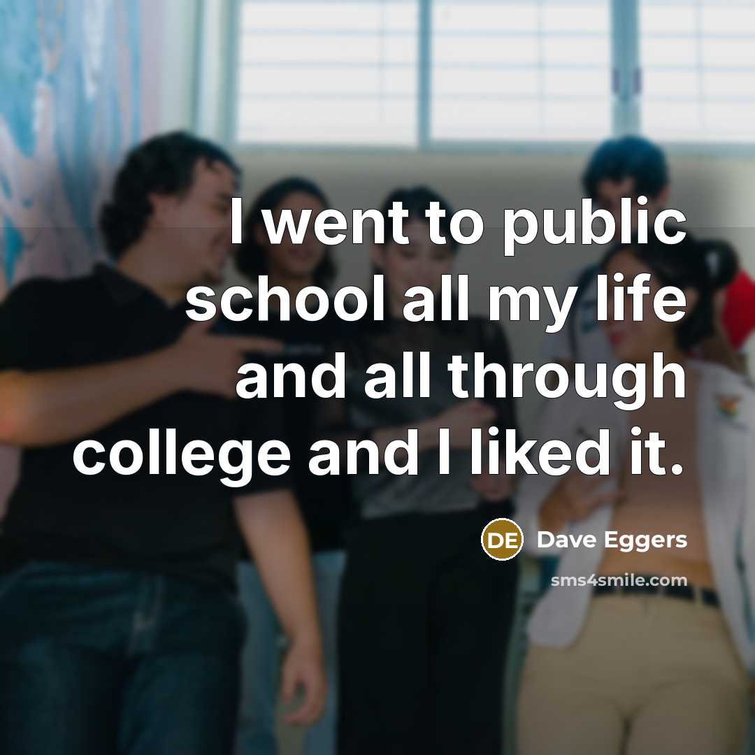 “I went to public school all my life and all…” quote by Dave Eggers
