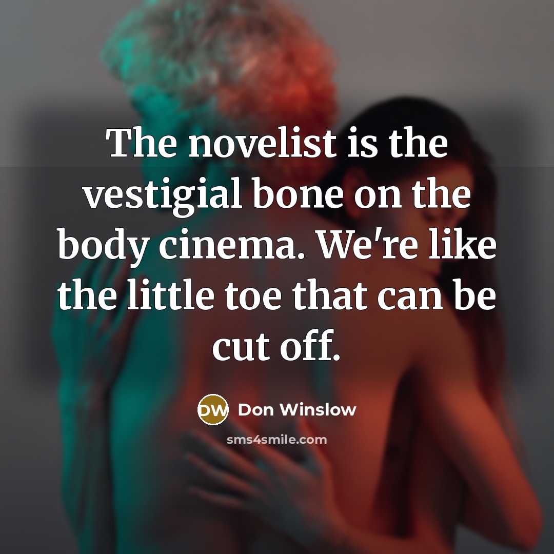 “The novelist is the vestigial bone on the body cinema.…” quote by Don Winslow