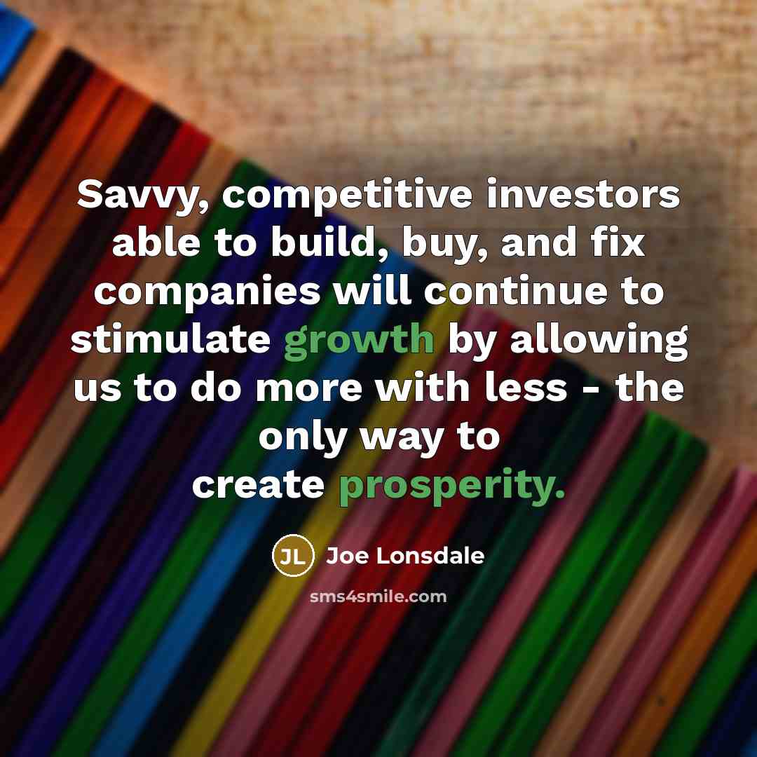 “Savvy, competitive investors able to build, buy, and fix companies…” quote by Joe Lonsdale