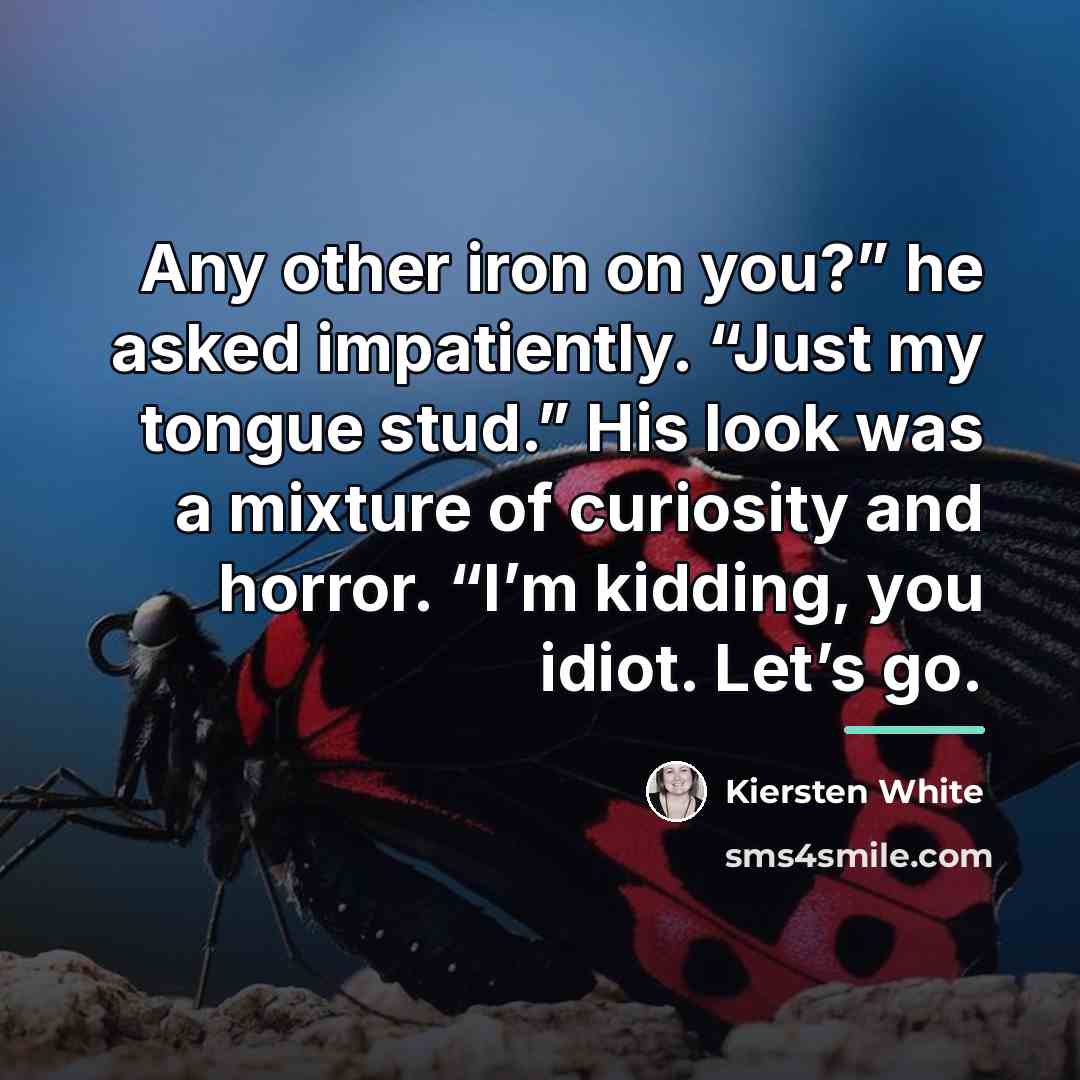 “Any other iron on you?” he asked impatiently. “Just my…” quote by Kiersten White