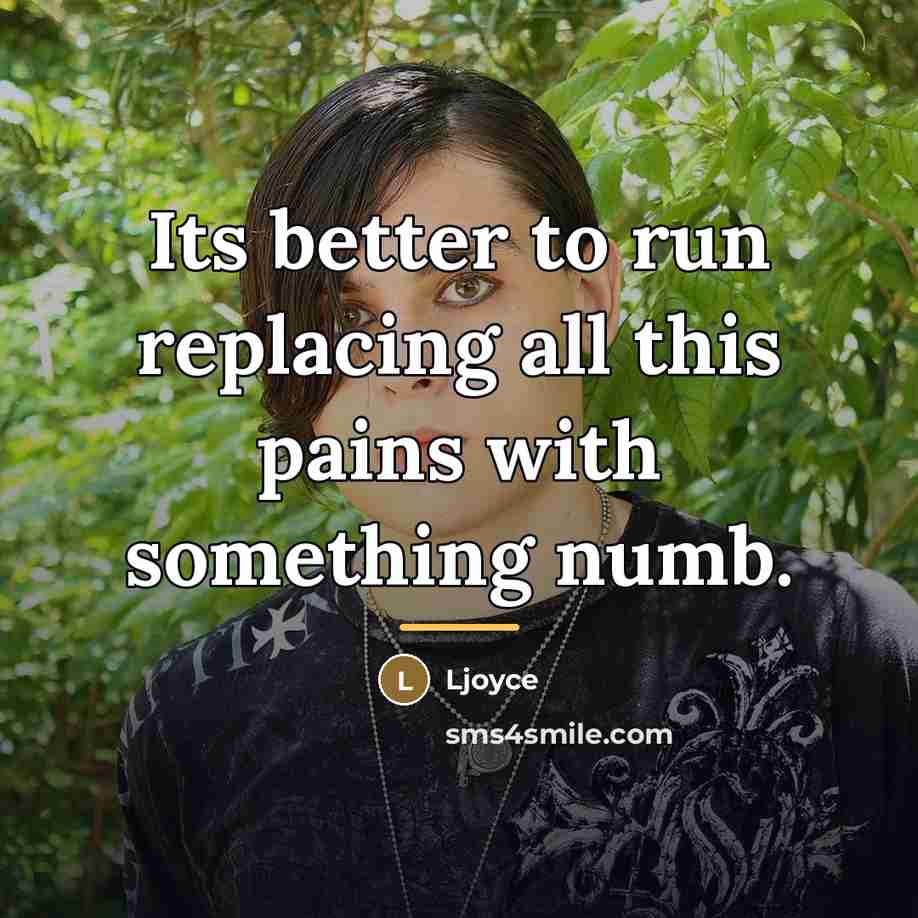 “Its better to run replacing all this pains with something…” quote by Ljoyce