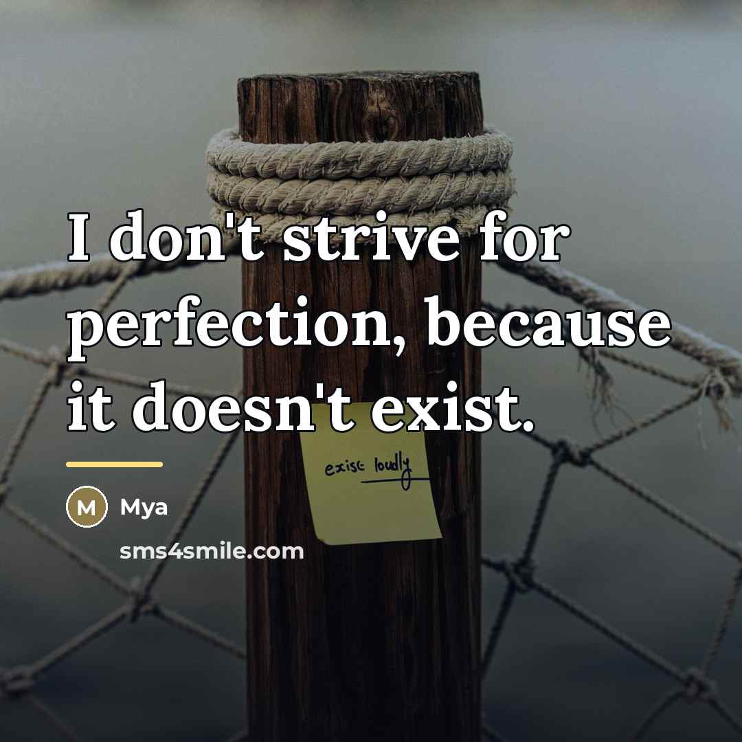 “I don't strive for perfection, because it doesn't exist.…” quote by Mya
