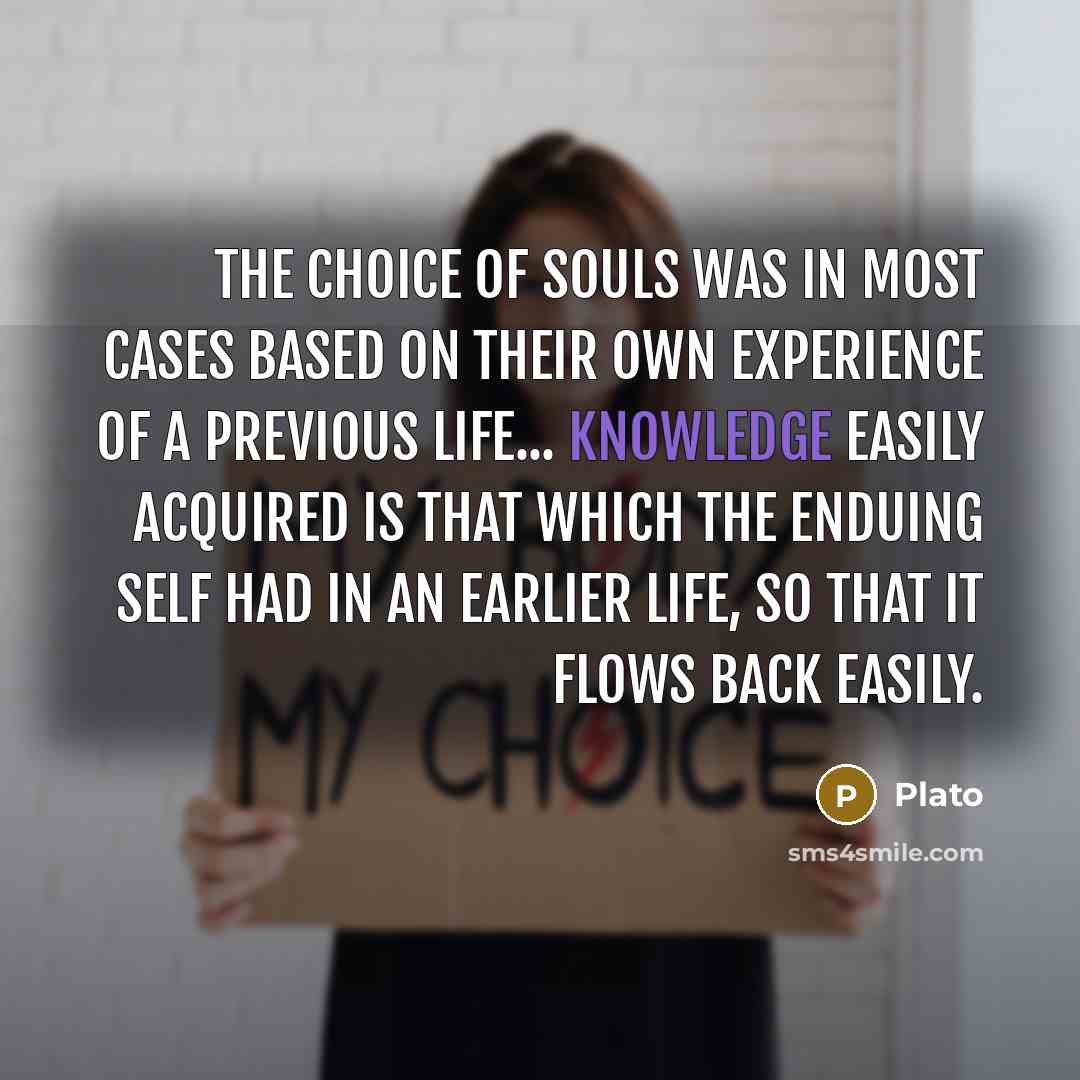 “The choice of souls was in most cases based on…” quote by Plato
