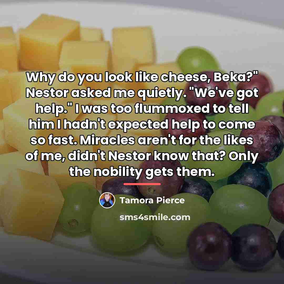 “Why do you look like cheese, Beka?" Nestor asked me…” quote by Tamora Pierce