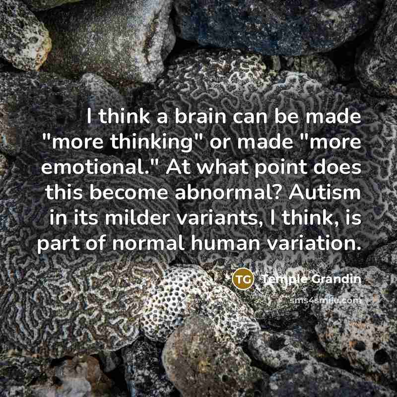 “I think a brain can be made "more thinking" or…” quote by Temple Grandin