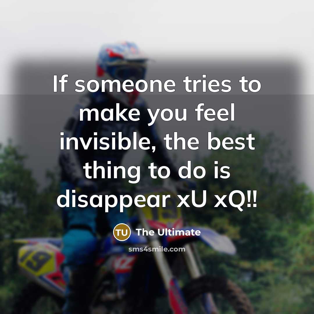 “If someone tries to make you feel invisible, the best thing to do is disappear xU xQ!!” quote by THE ULTIMATE