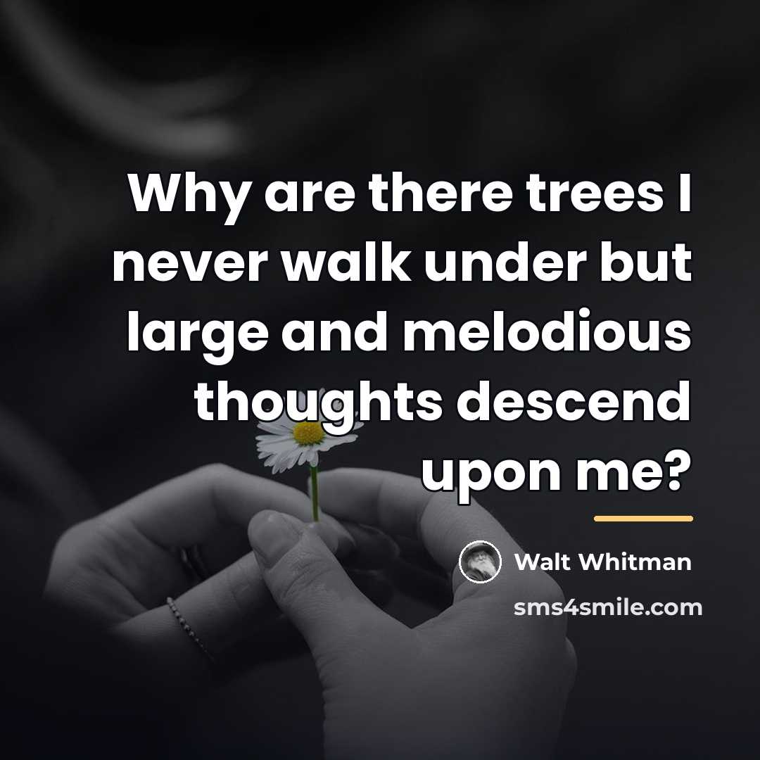 “Why are there trees I never walk under but large…” quote by Walt Whitman
