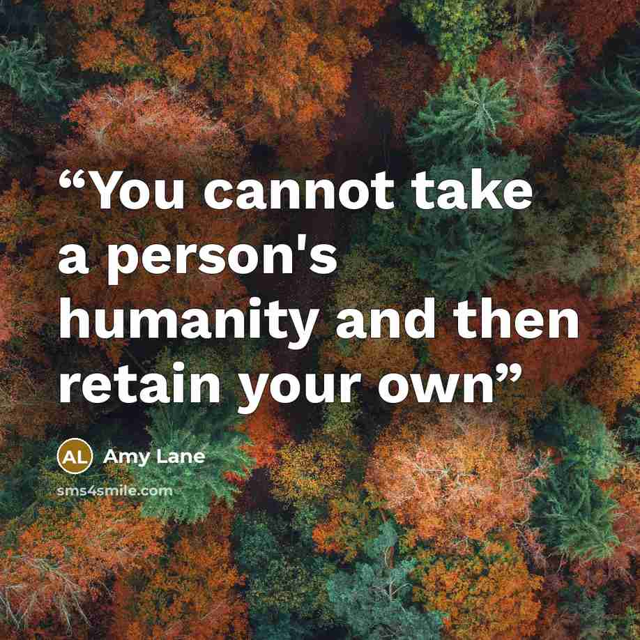 “You cannot take a person's humanity and then retain your own” quote by Amy Lane