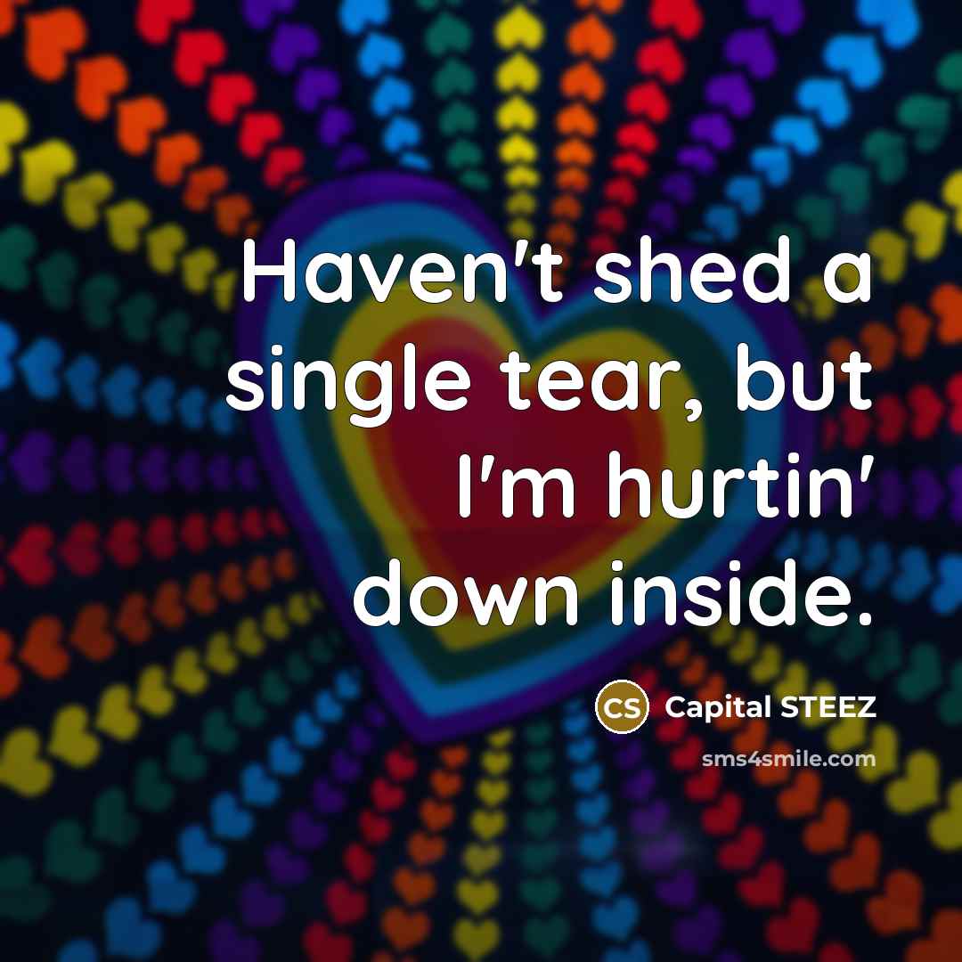 “Haven't shed a single tear, but I'm hurtin' down inside.…” quote by Capital STEEZ