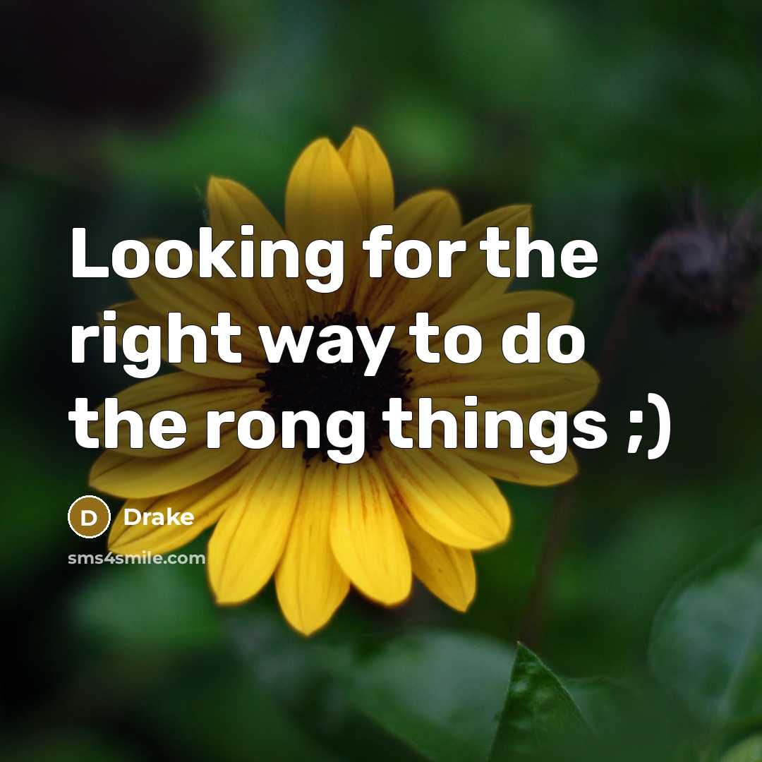 “Looking for the right way to do the rong things…” quote by Drake