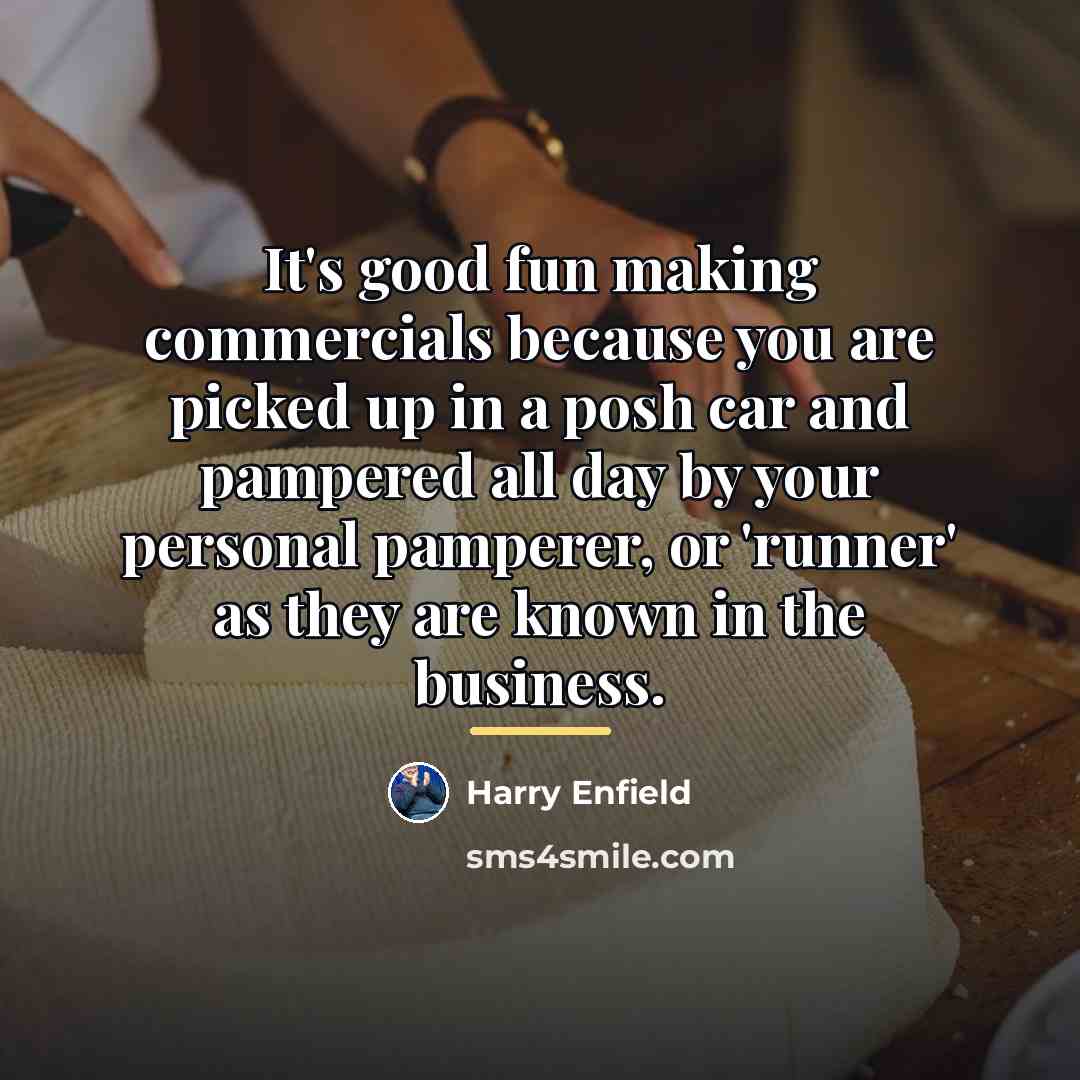 “It's good fun making commercials because you are picked up…” quote by Harry Enfield