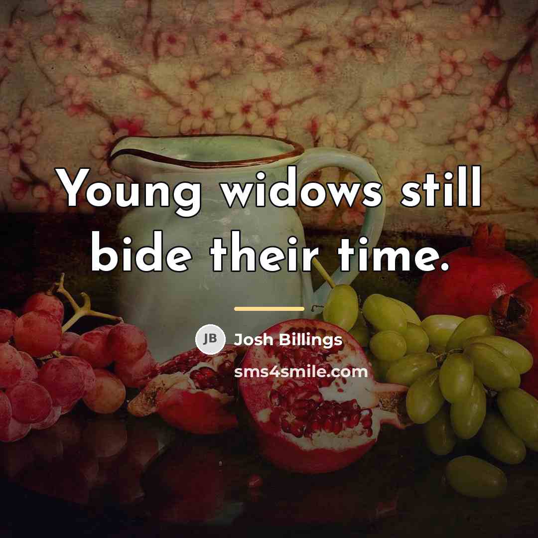“Young widows still bide their time.…” quote by Josh Billings