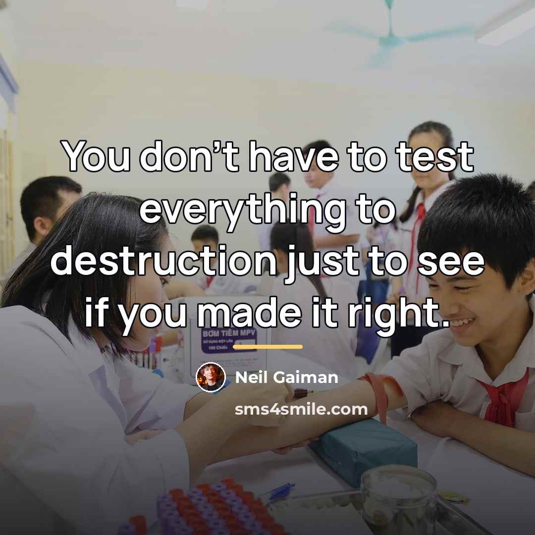 “You don't have to test everything to destruction just to…” quote by Neil Gaiman