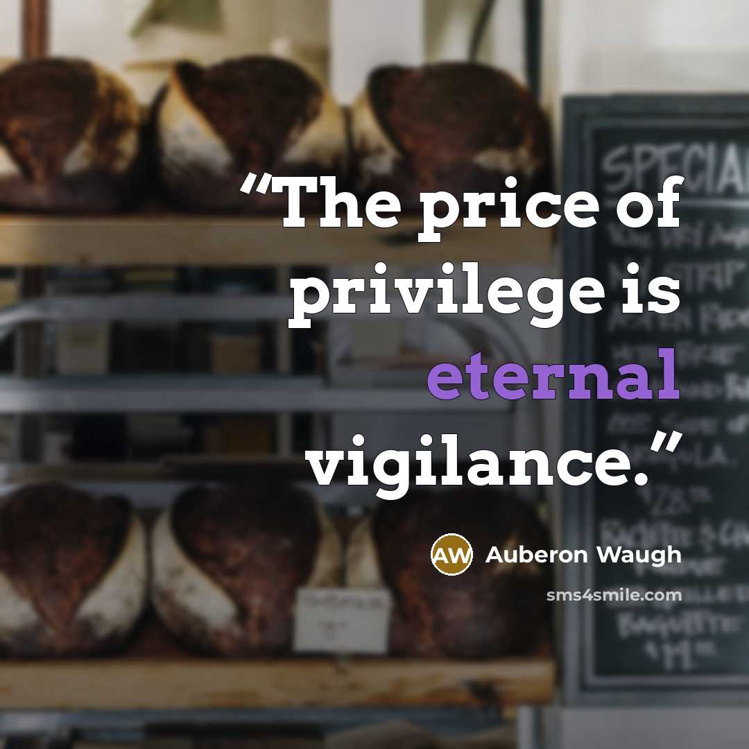 “The price of privilege is eternal vigilance.” quote by auberon waugh