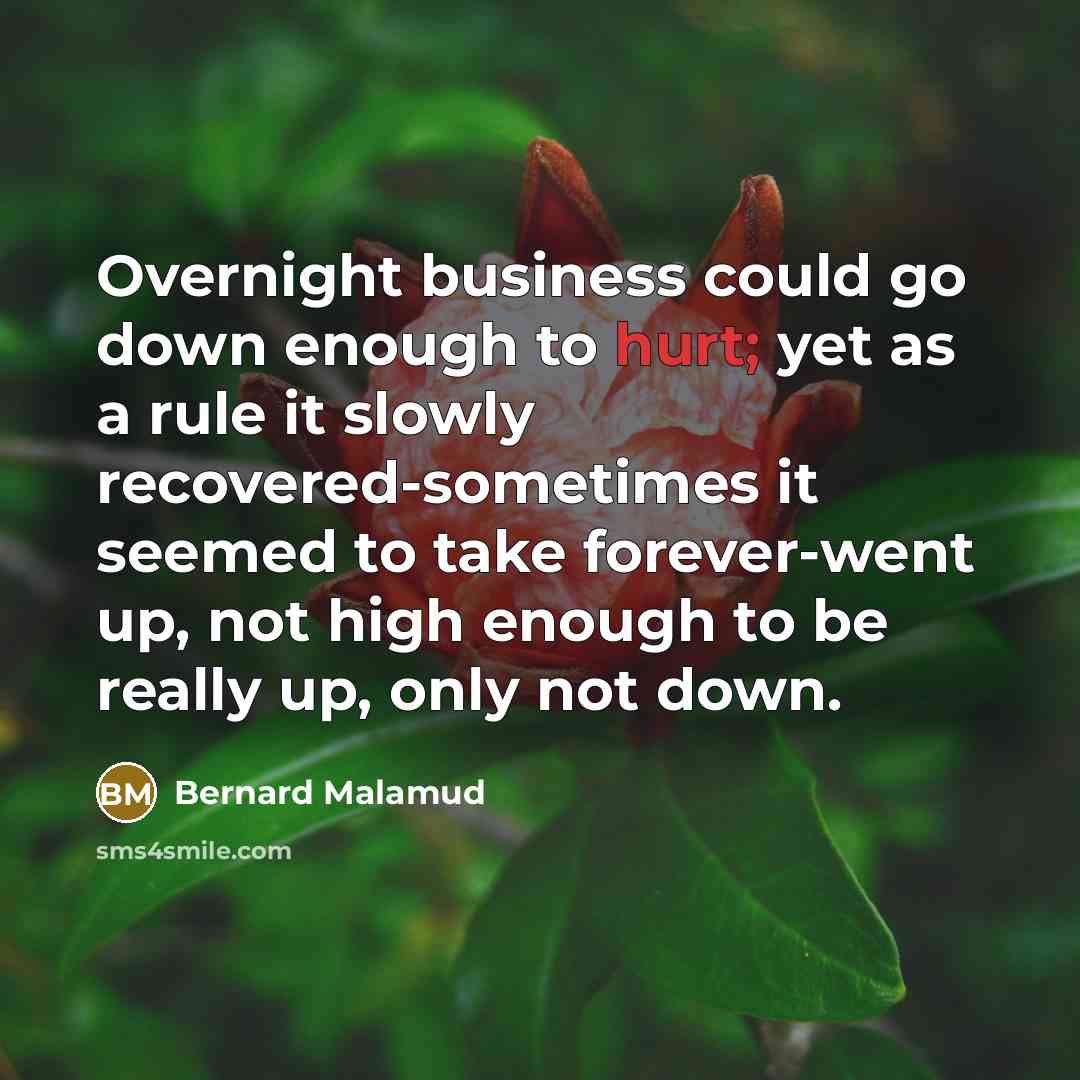 “Overnight business could go down enough to hurt; yet as…” quote by Bernard Malamud