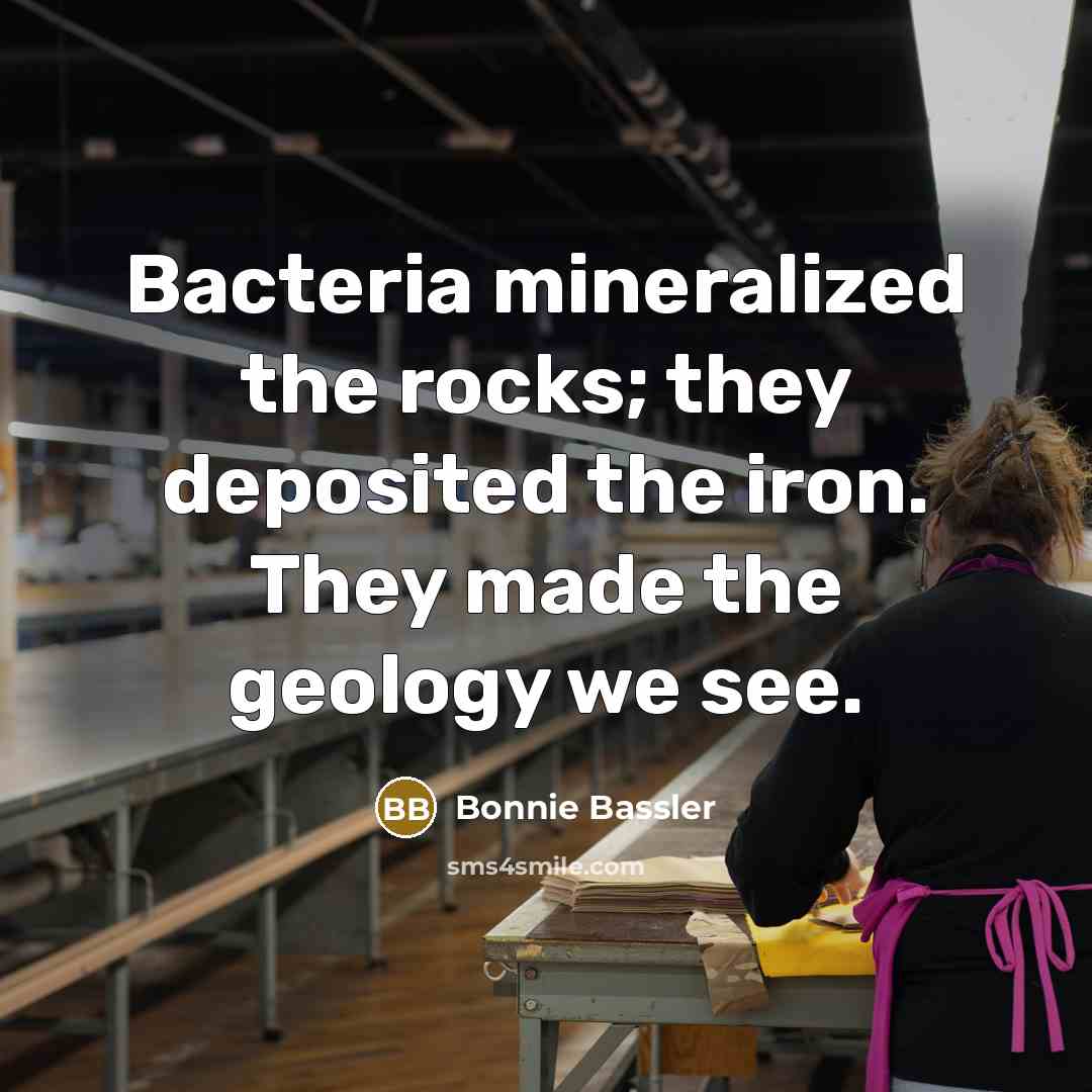 “Bacteria mineralized the rocks; they deposited the iron. They made…” quote by Bonnie Bassler