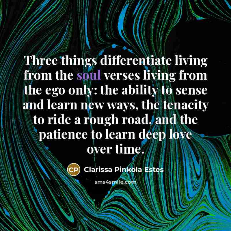 “Three things differentiate living from the soul verses living from…” quote by Clarissa Pinkola Estes