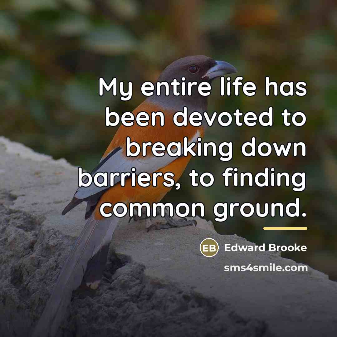 “My entire life has been devoted to breaking down barriers,…” quote by Edward Brooke