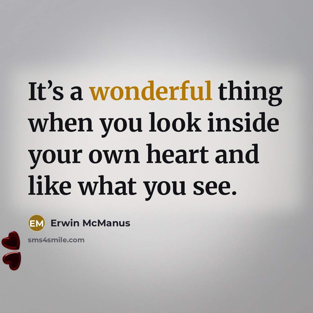 “It’s a wonderful thing when you look inside your own…” quote by Erwin McManus