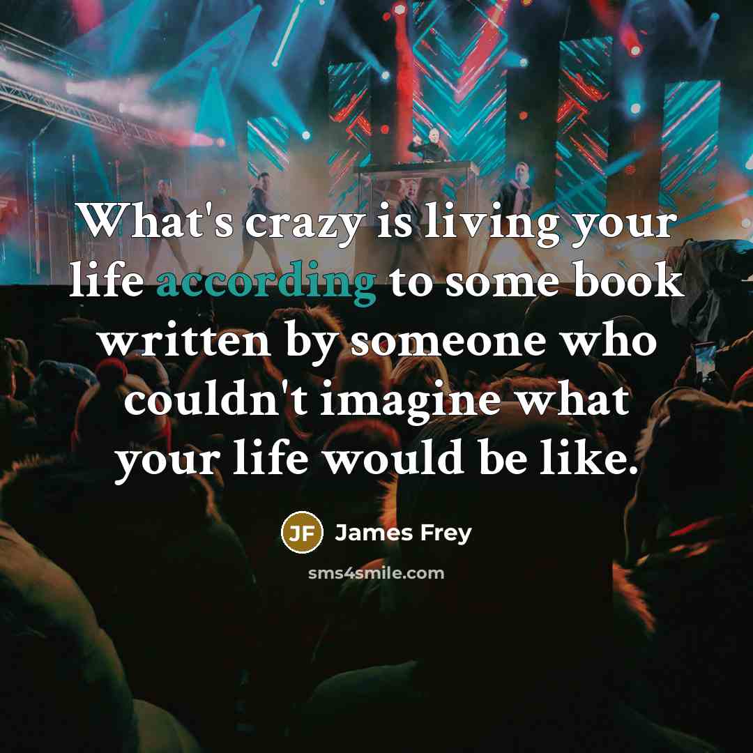 “What's crazy is living your life according to some book…” quote by James Frey