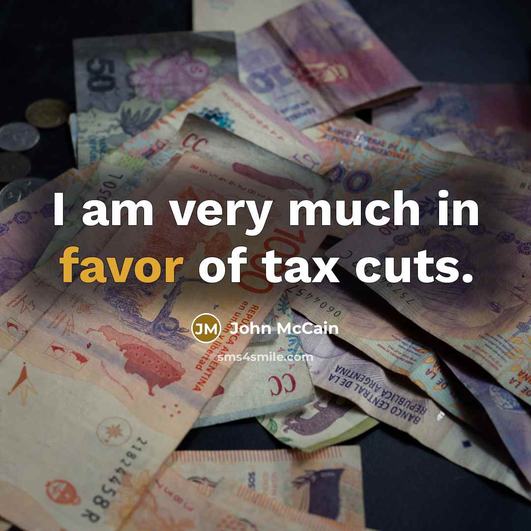 “I am very much in favor of tax cuts.…” quote by John McCain