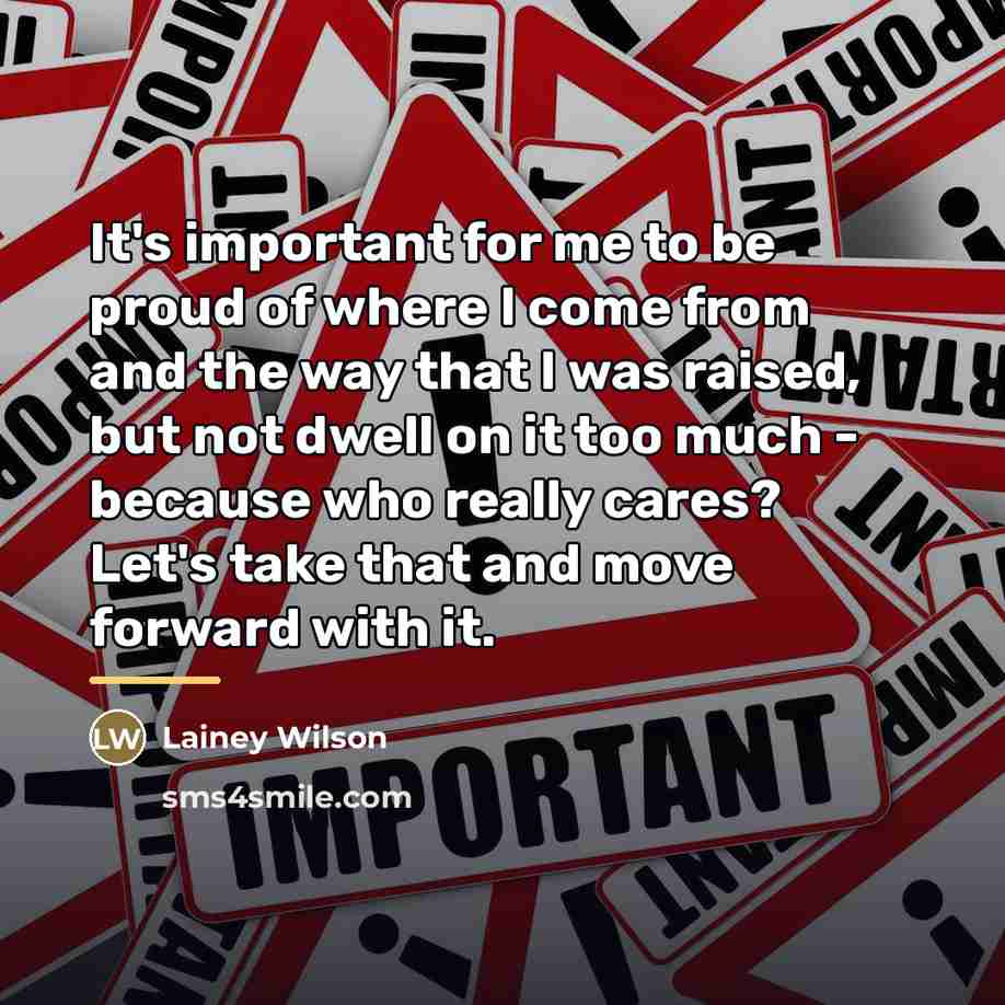 “It's important for me to be proud of where I…” quote by Lainey Wilson