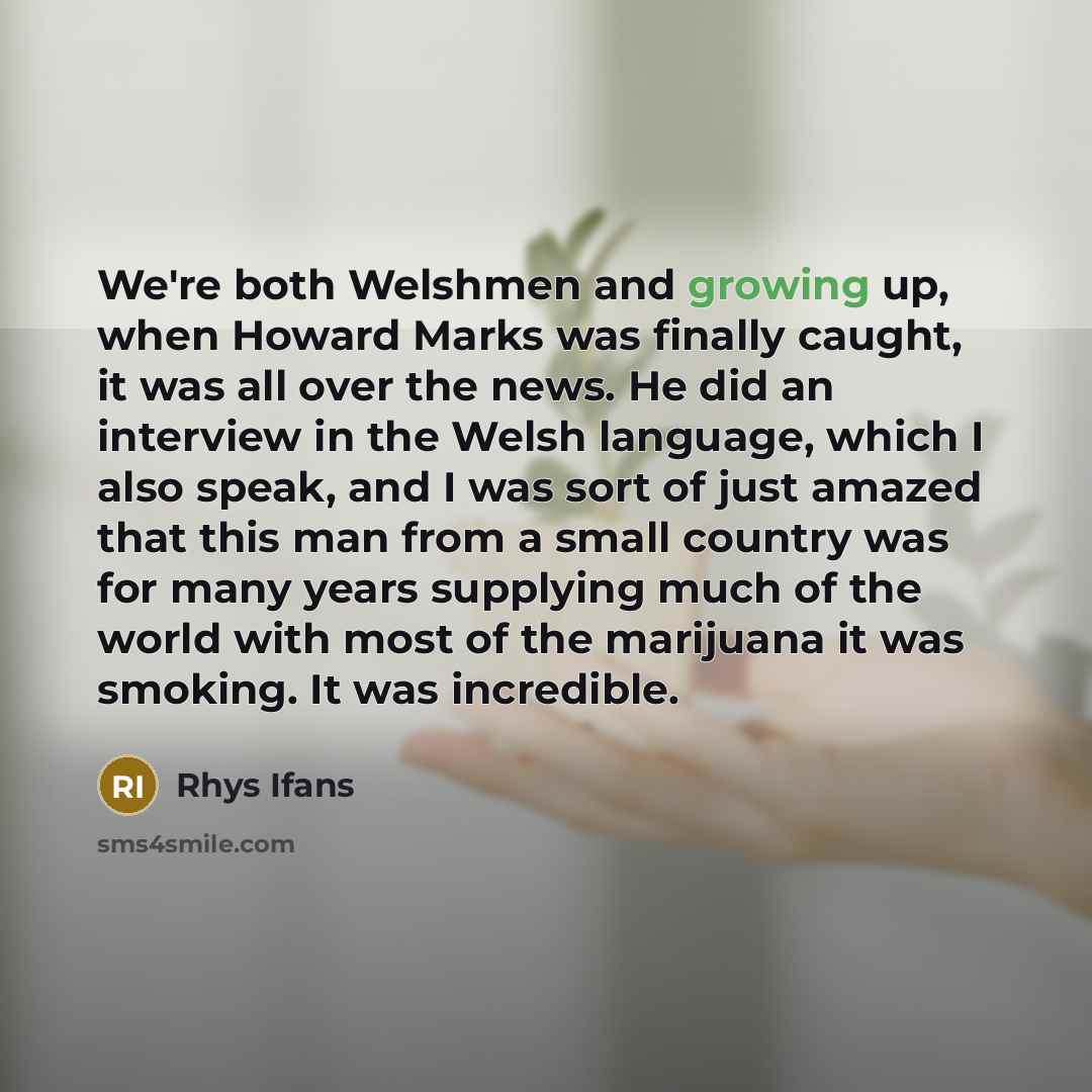 “We're both Welshmen and growing up, when Howard Marks was…” quote by Rhys Ifans