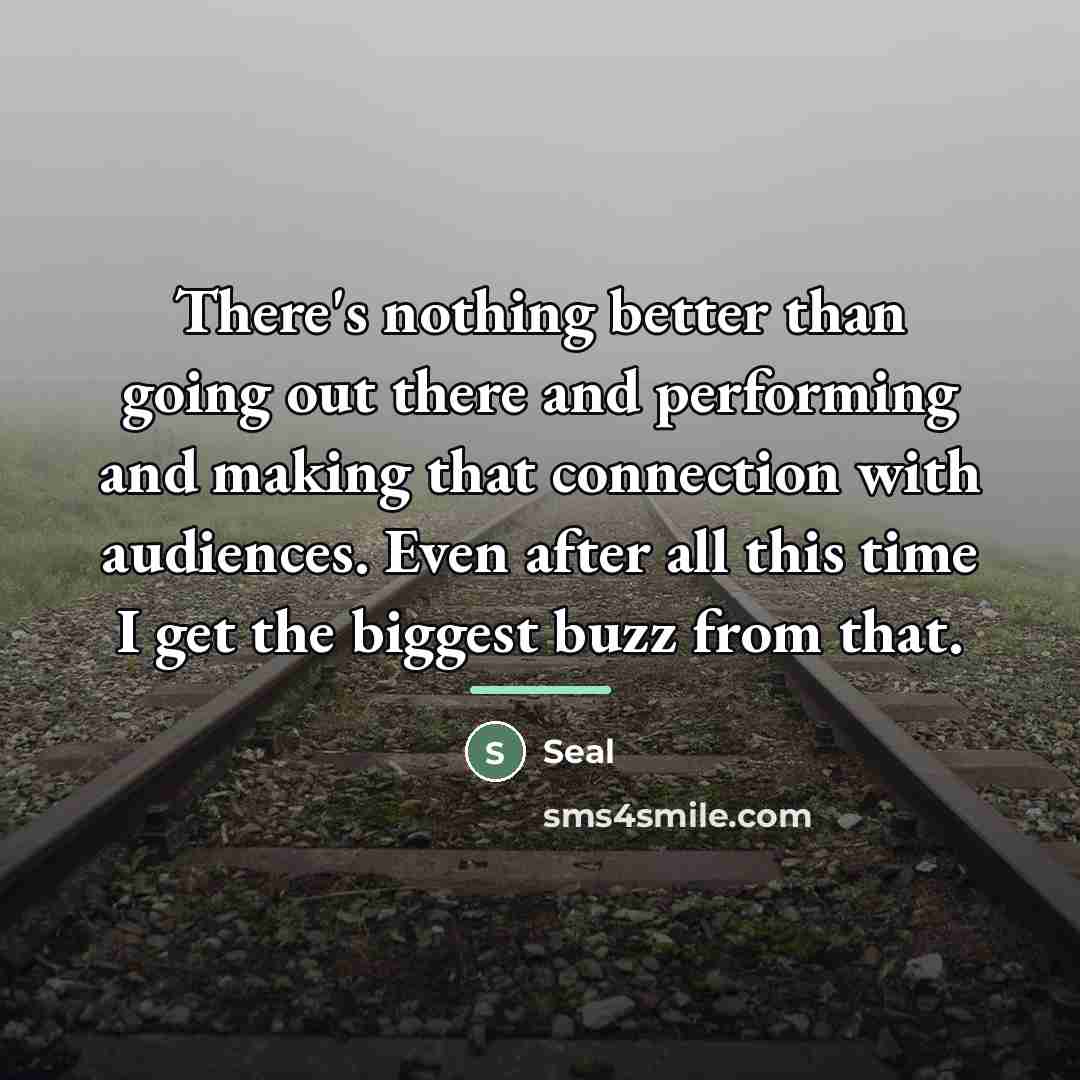 “There's nothing better than going out there and performing and…” quote by Seal
