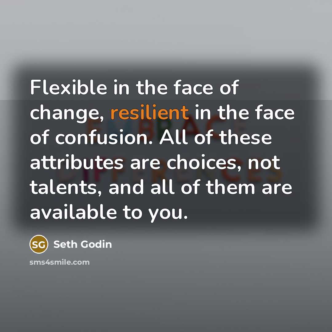 “Flexible in the face of change, resilient in the face…” quote by Seth Godin