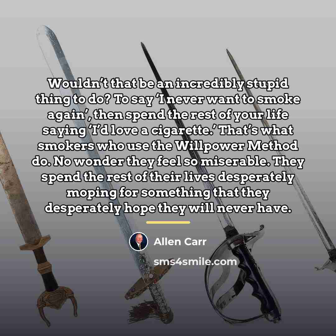 “Wouldn’t that be an incredibly stupid thing to do? To…” quote by Allen Carr