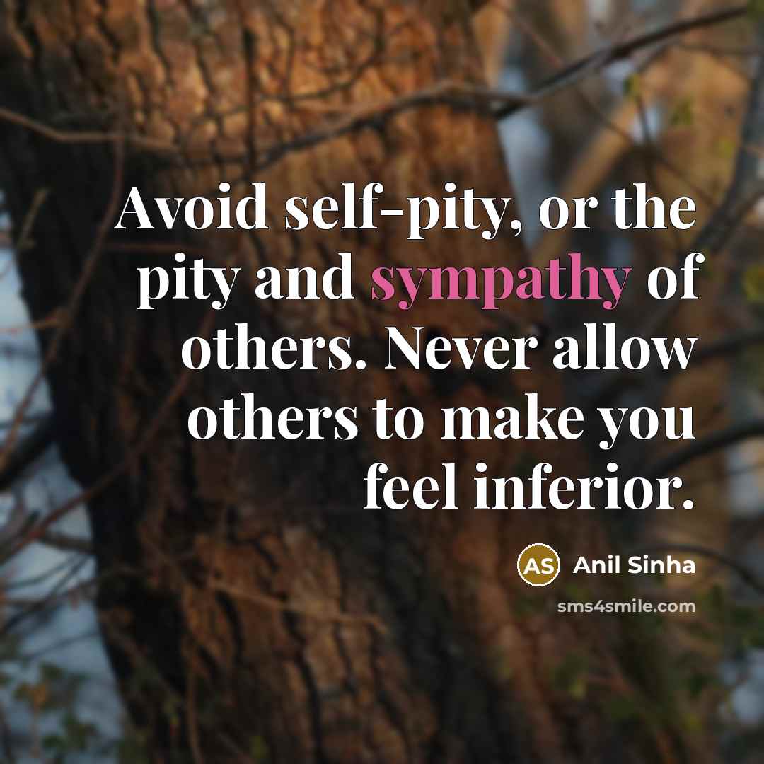 “Avoid self-pity, or the pity and sympathy of others. Never…” quote by Anil Sinha
