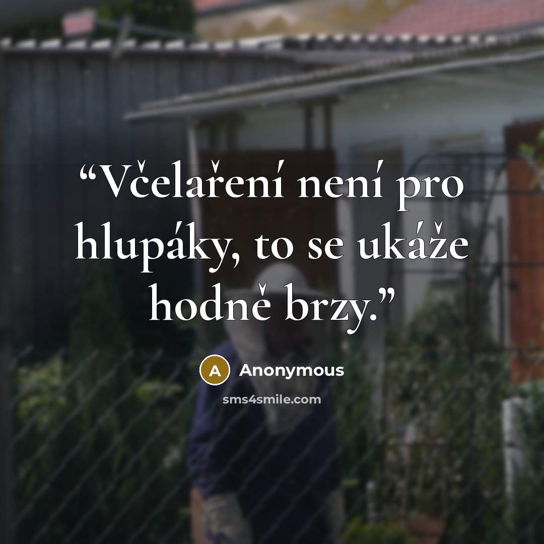 “Včelaření není pro hlupáky, to se ukáže hodně brzy.” quote by Anonymous