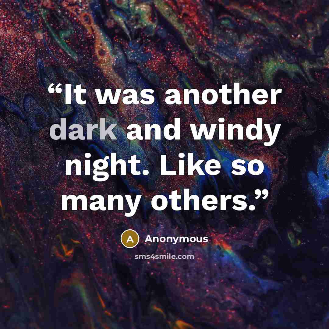 “It was another dark and windy night. Like so many others.” quote by Anonymous