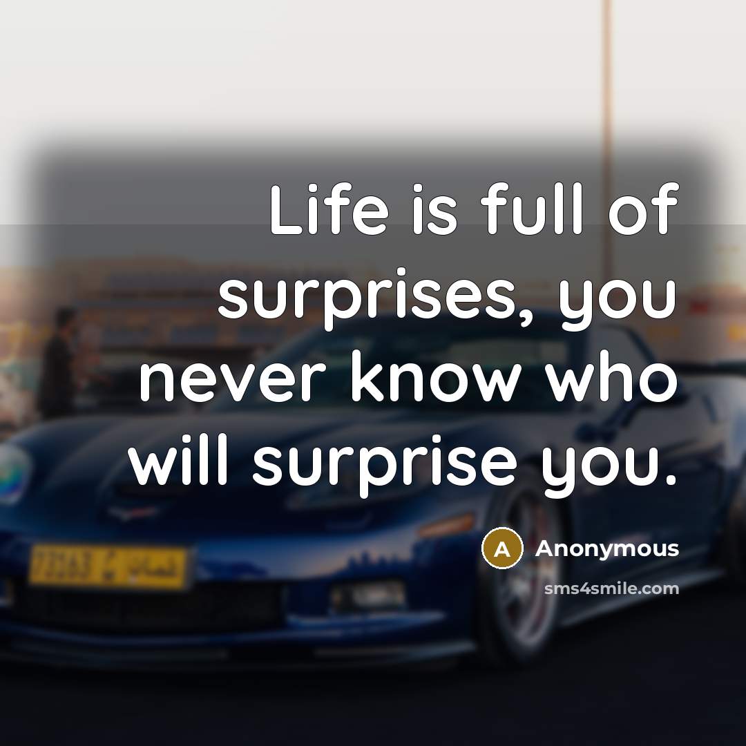 “Life is full of surprises, you never know who will…” quote by Anonymous
