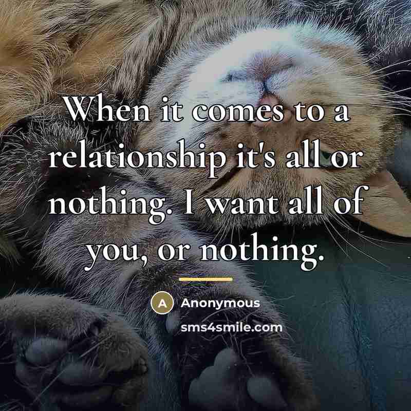 “When it comes to a relationship it's all or nothing.…” quote by Anonymous