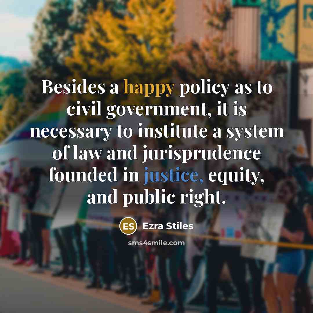 “Besides a happy policy as to civil government, it is…” quote by Ezra Stiles