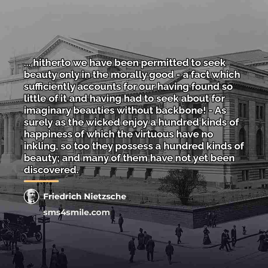 “... hitherto we have been permitted to seek beauty only…” quote by Friedrich Nietzsche