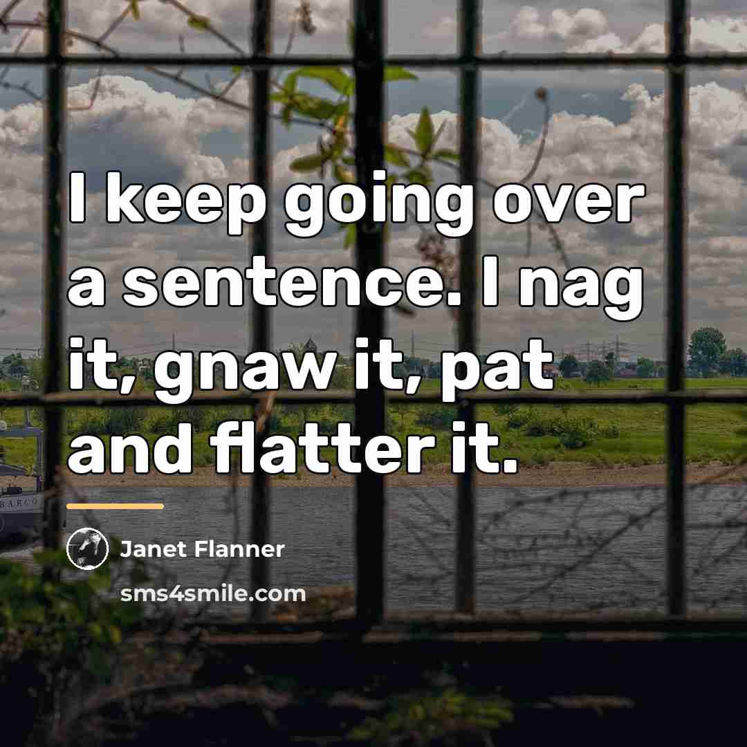“I keep going over a sentence. I nag it, gnaw…” quote by Janet Flanner
